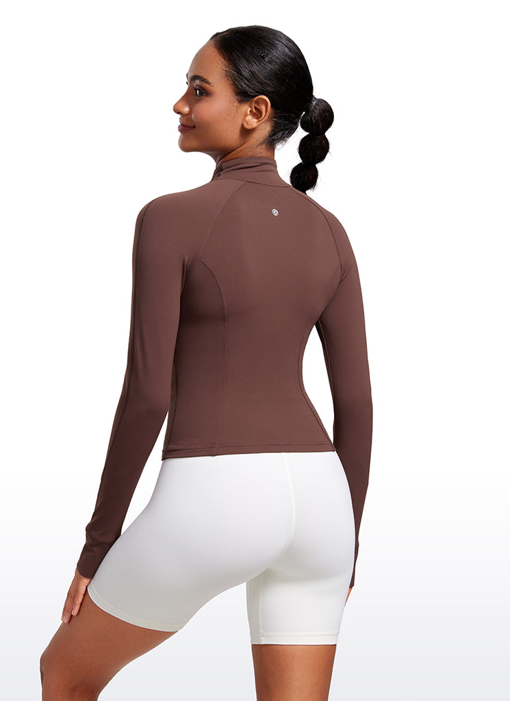 CRZ YOGA Women's Butterluxe Cropped Pocket Outerwear Full Zip Jackets Black