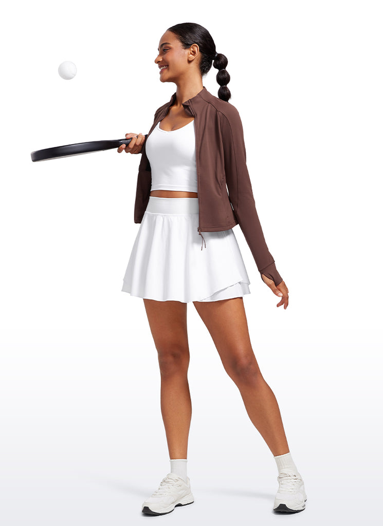 CRZ YOGA Women's Butterluxe Cropped Pocket Outerwear Full Zip Jackets Black