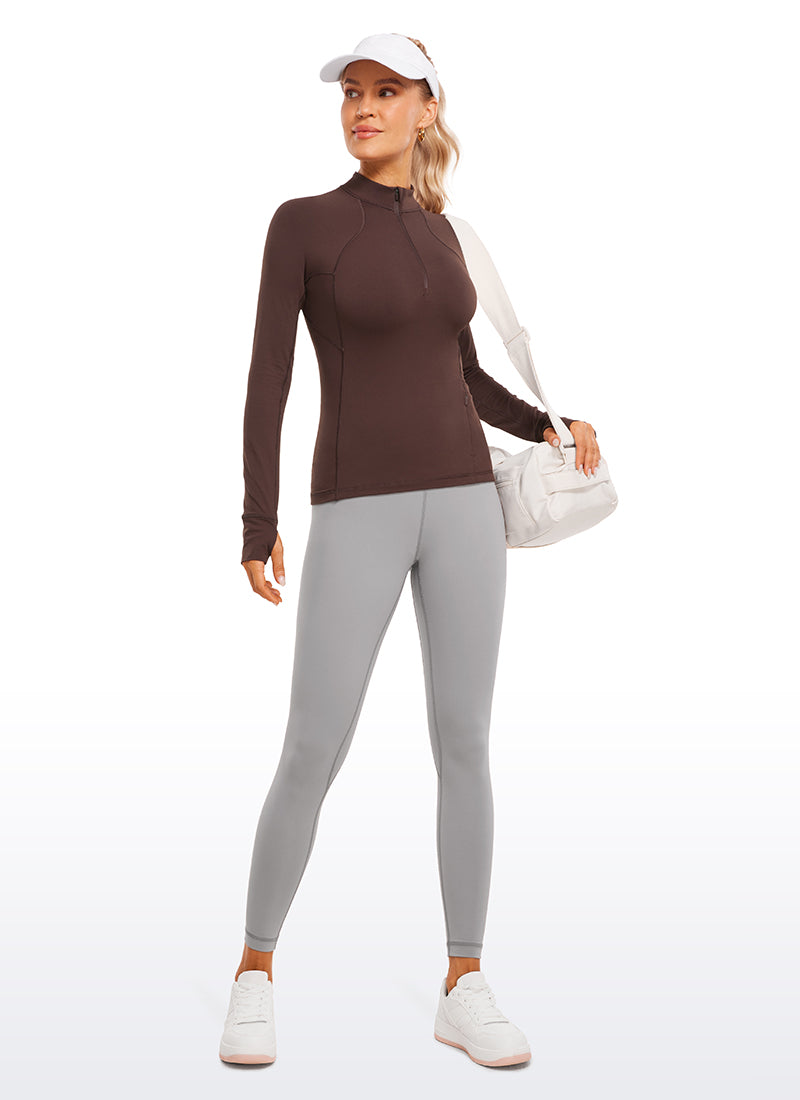 Brushed Thumbhole Half Zip Long Sleeve