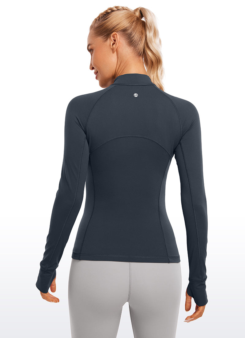 Brushed Thumbhole Half Zip Long Sleeve