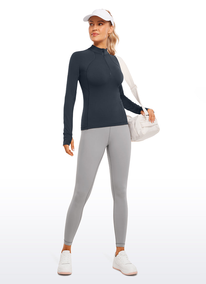 Brushed Thumbhole Half Zip Long Sleeve