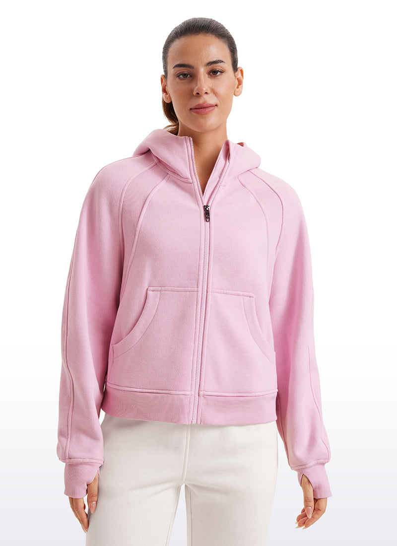 Fleece Lined Full Zip Hoodies with Thumb Holes