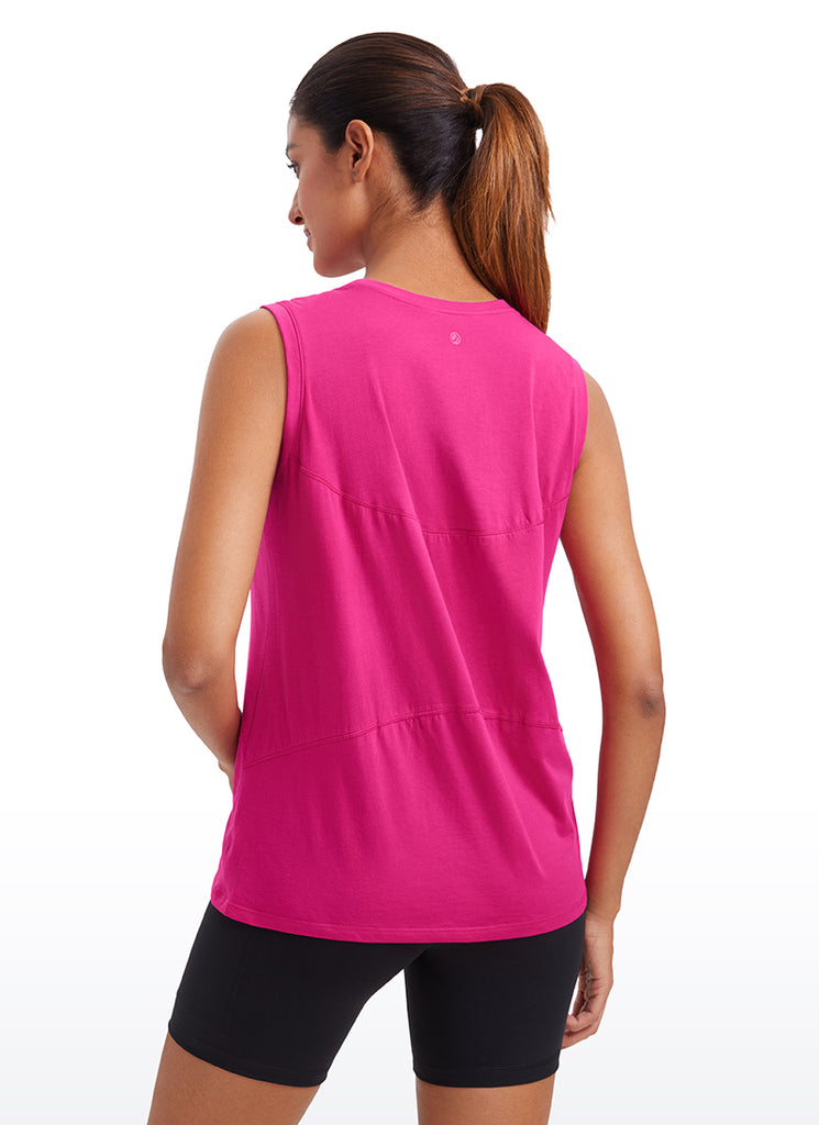 CRZYOGA  women's Pima Cotton Tank High Neck White