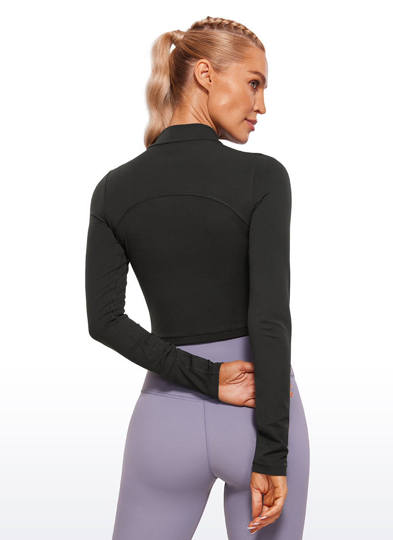 CRZ YOGA Women's Slim Fit Butterluxe Yoga Crop Long Sleeves Mock