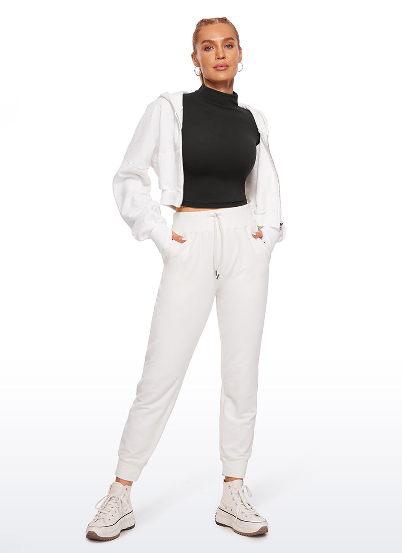 CRZ YOGA Women's Slim Fit Butterluxe Yoga Crop Long Sleeves Mock
