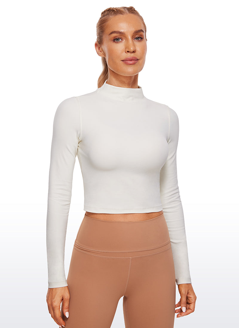 Butterluxe Mock Turtleneck Cropped Long Sleeves