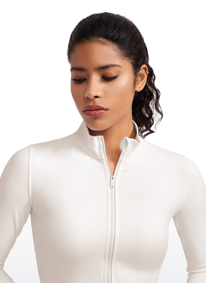 Butterluxe Full Zip Cropped Jackets with Thumb Holes