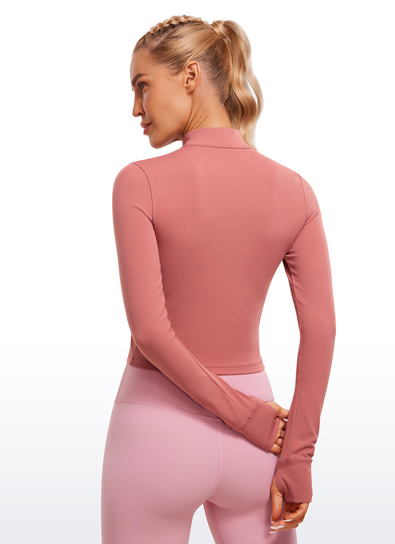 CRZ YOGA Women's Butterluxe Cropped Outerwear Full Zip Jackets Briar Rose