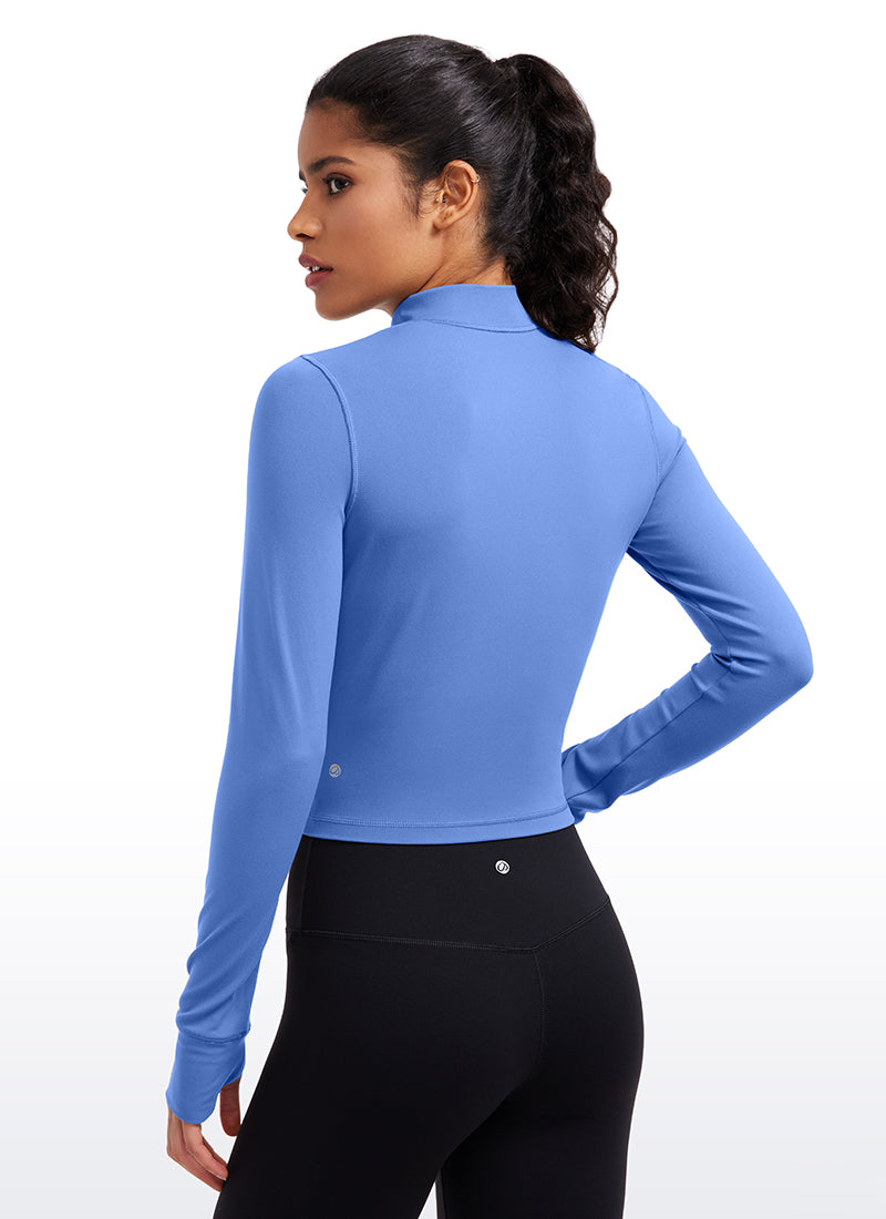 CRZ YOGA Women's Butterluxe Cropped Outerwear Full Zip Jackets Wild Indigo