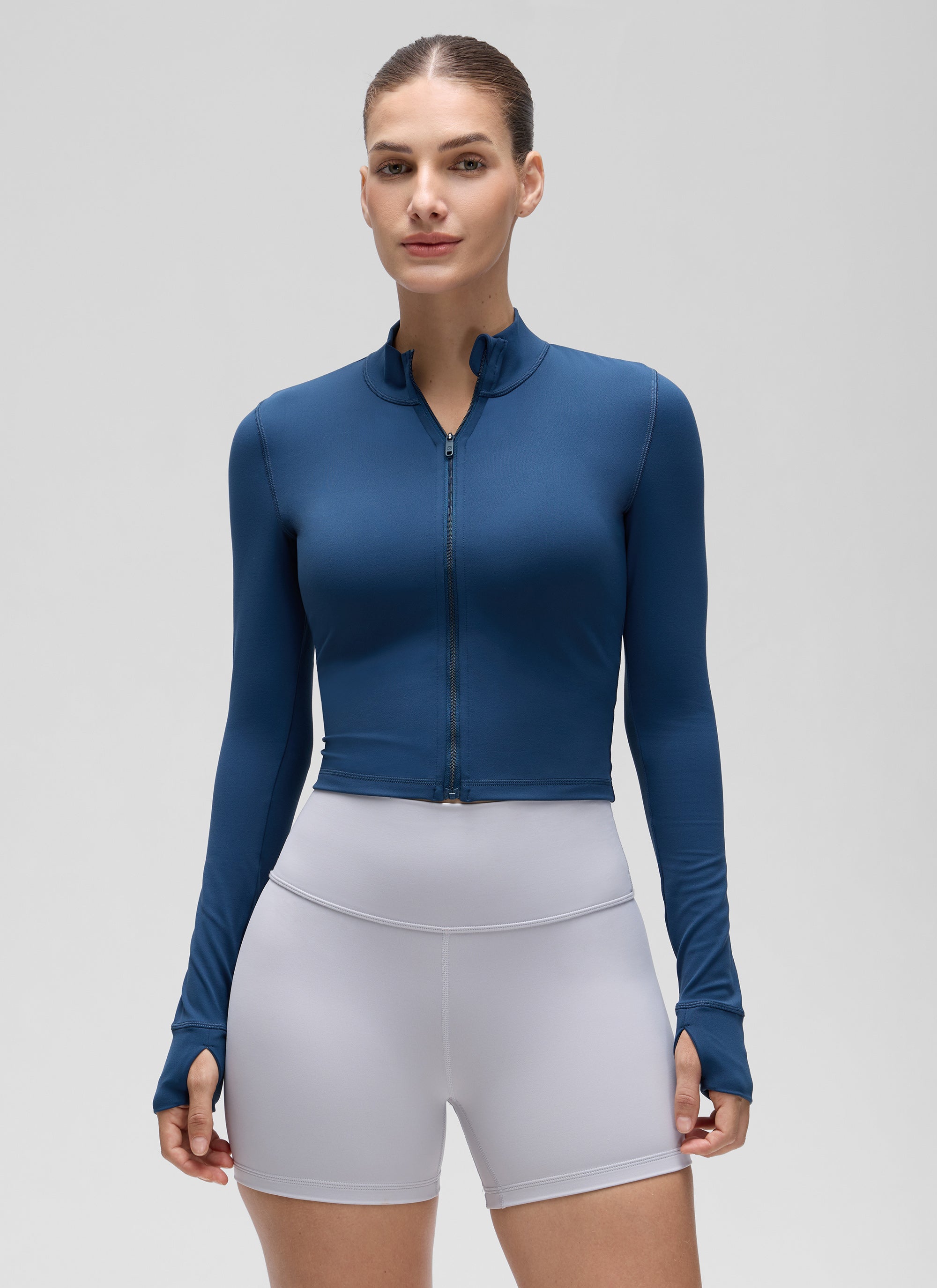 CRZ YOGA Women's Butterluxe Cropped Outerwear Full Zip Jackets