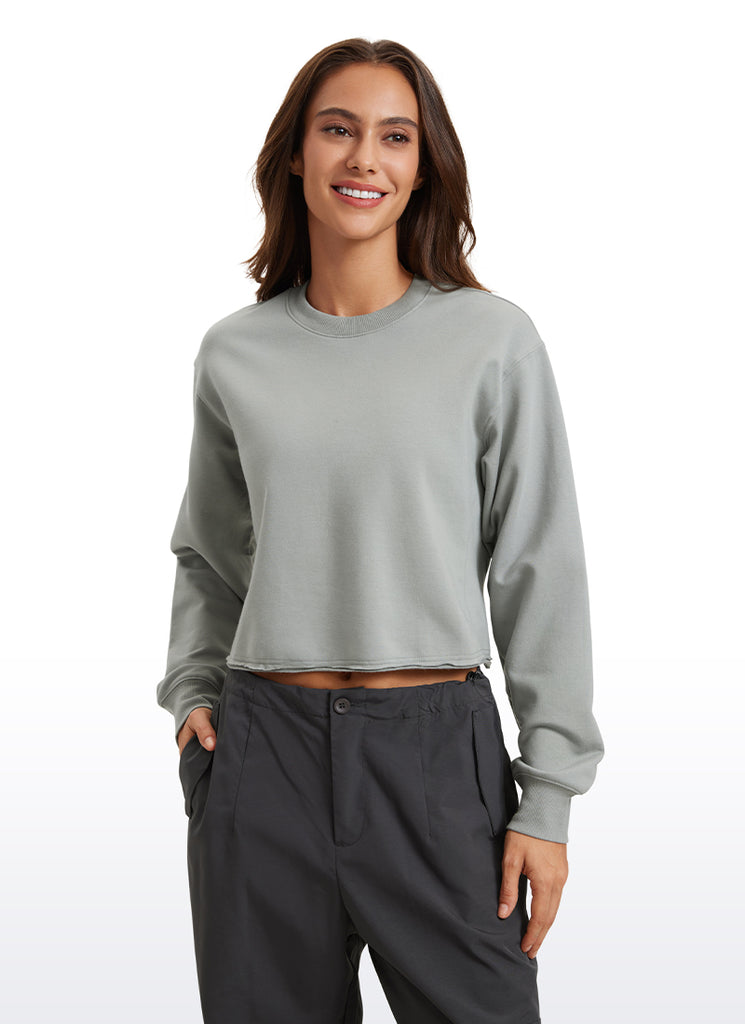 CRZ YOGA Womens Classic Fit Sweat Shirt Crew Neck Pullover Black