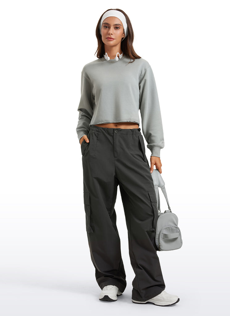 CRZ YOGA Womens Classic Fit Sweat Shirt Crew Neck Pullover White Apricot