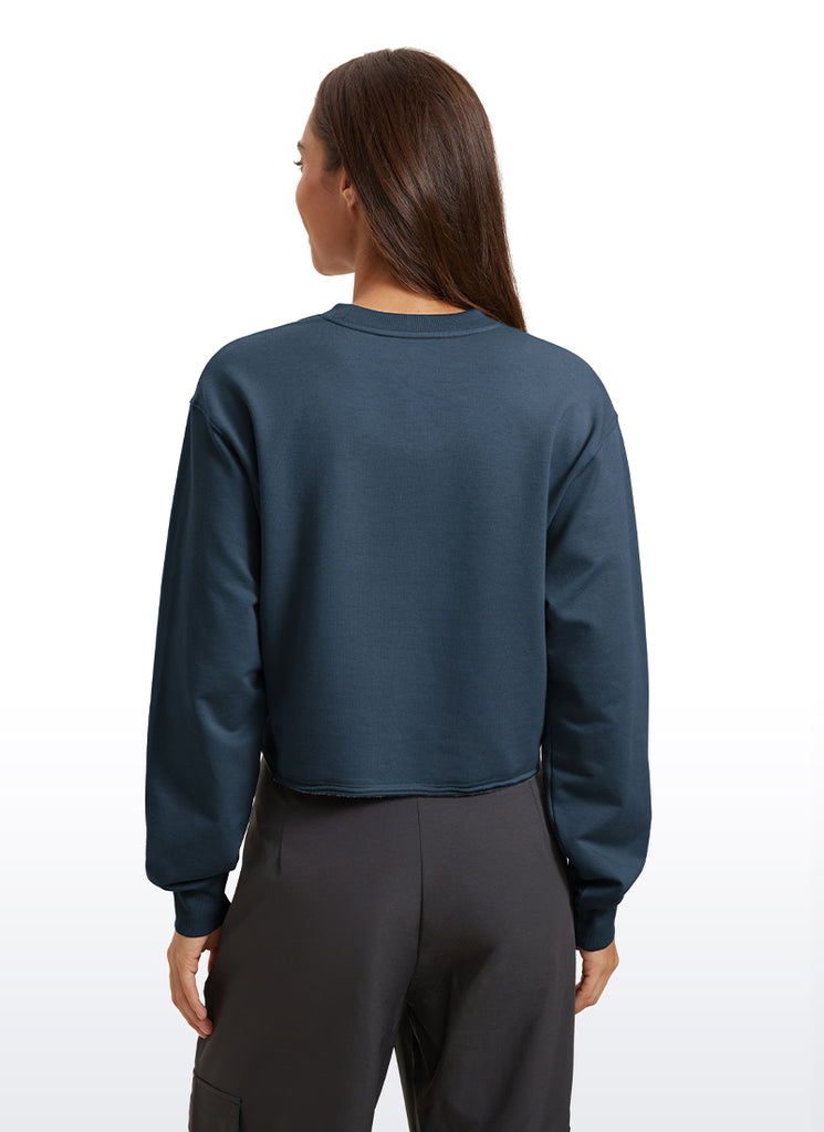 CRZ YOGA Womens Classic Fit Sweat Shirt Crew Neck Pullover Ink Blue
