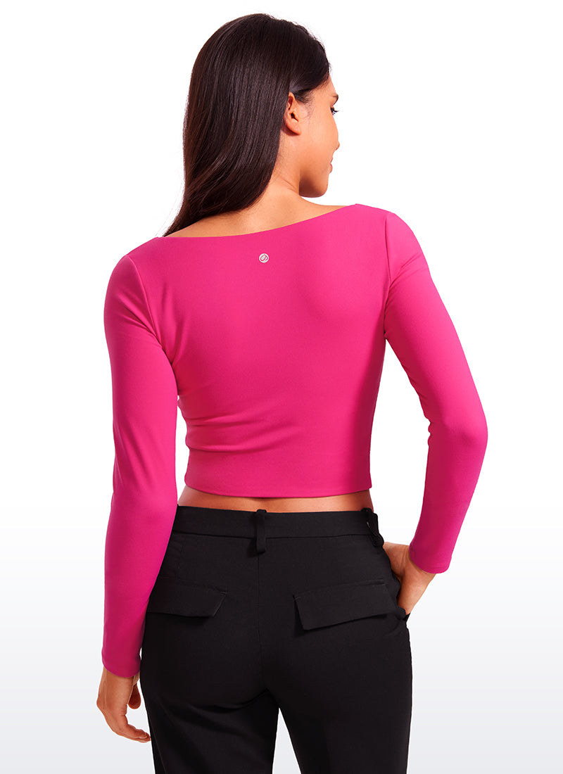 CRZ YOGA Women's Tight Fit Butterluxe Yoga Crop Long Sleeves