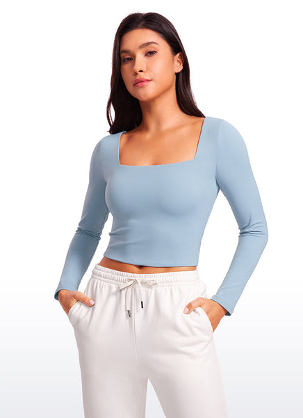 CRZ YOGA Women's Tight Fit Butterluxe Yoga Crop Long Sleeves