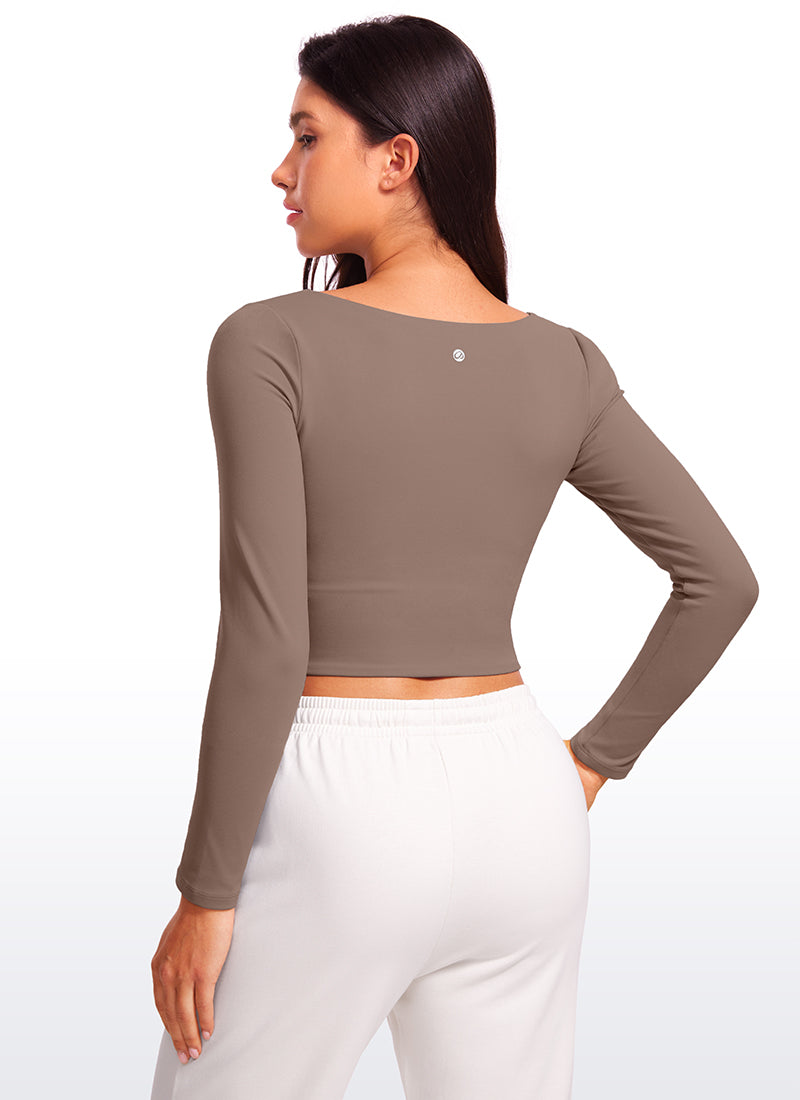 Butterluxe Double Lined Cropped Long Sleeves Square Neck