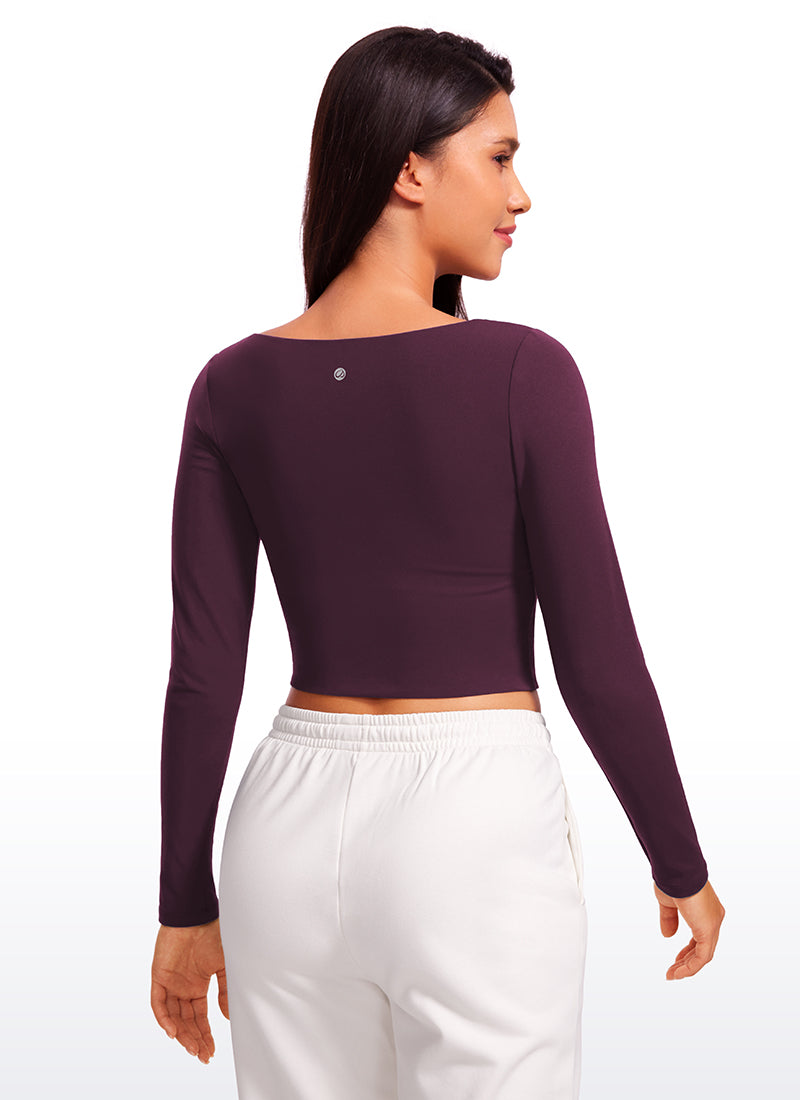 Butterluxe Double Lined Cropped Long Sleeves Square Neck