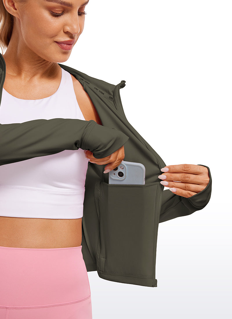 CRZ YOGA Women's Butterluxe Outerwear Full Zip Hoodies Jackets Hibiscus Purple