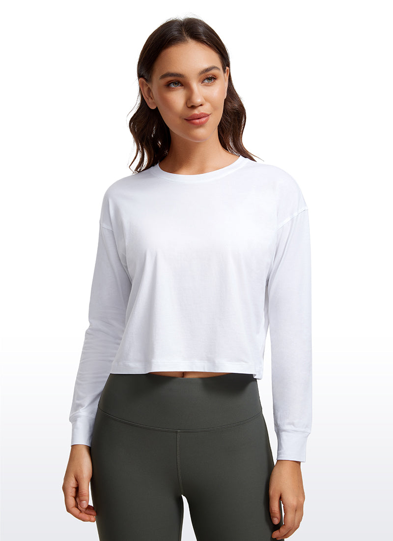 Pima Cotton Cropped Long Sleeve Loose Fit