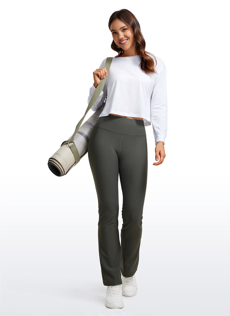 CRZ YOGA Women's Yoga Loose Fit Tops Pima Cotton Cropped Long Sleeve Black