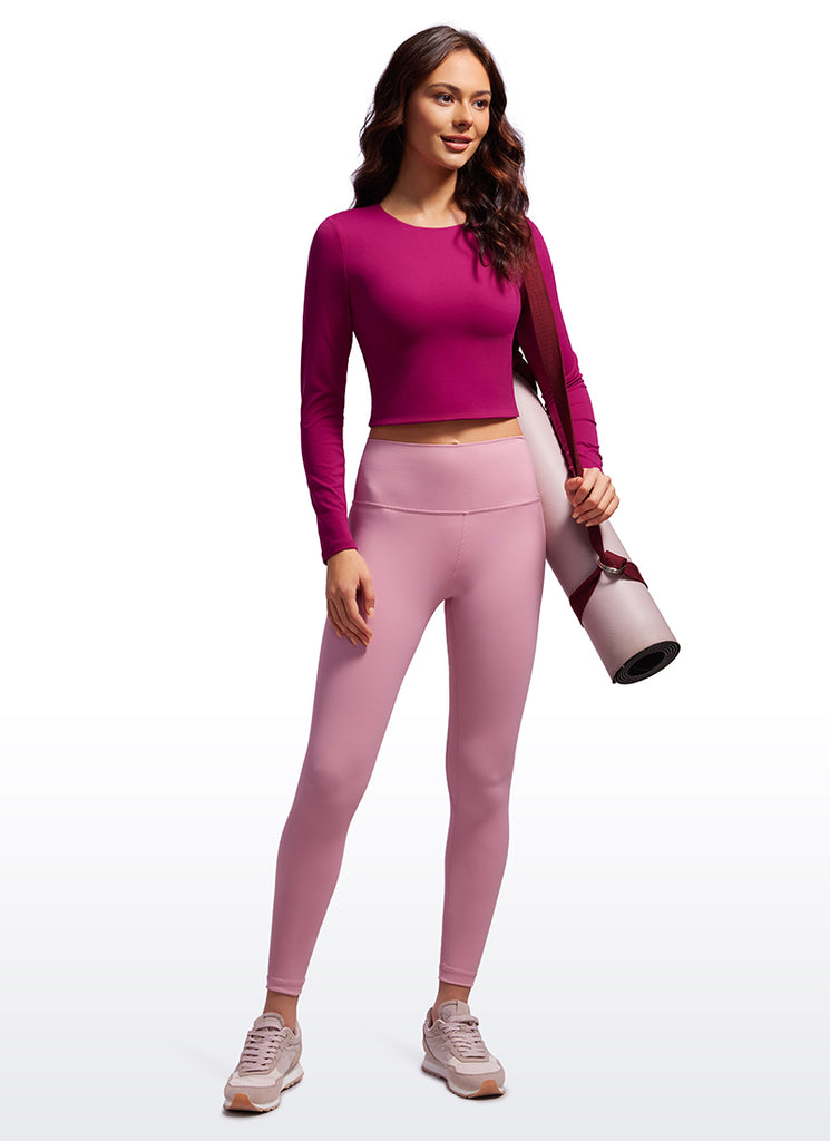 CRZ YOGA Women's Yoga Casual Tight Fit Butterluxe Cropped Long Sleeves Magenta Purple