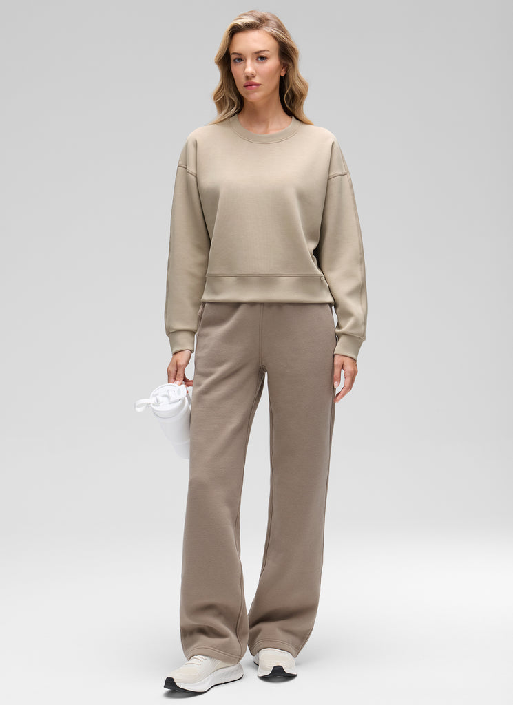 CRZ YOGA Womens SoftAura Basic Casual Sweat Shirt Crew Neck Pullover Oak