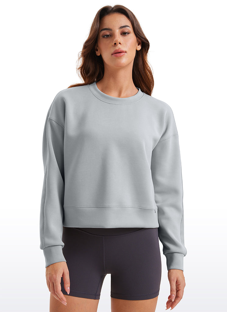 CRZ YOGA Womens SoftAura Basic Casual Sweat Shirt Crew Neck Pullover Ink Blue