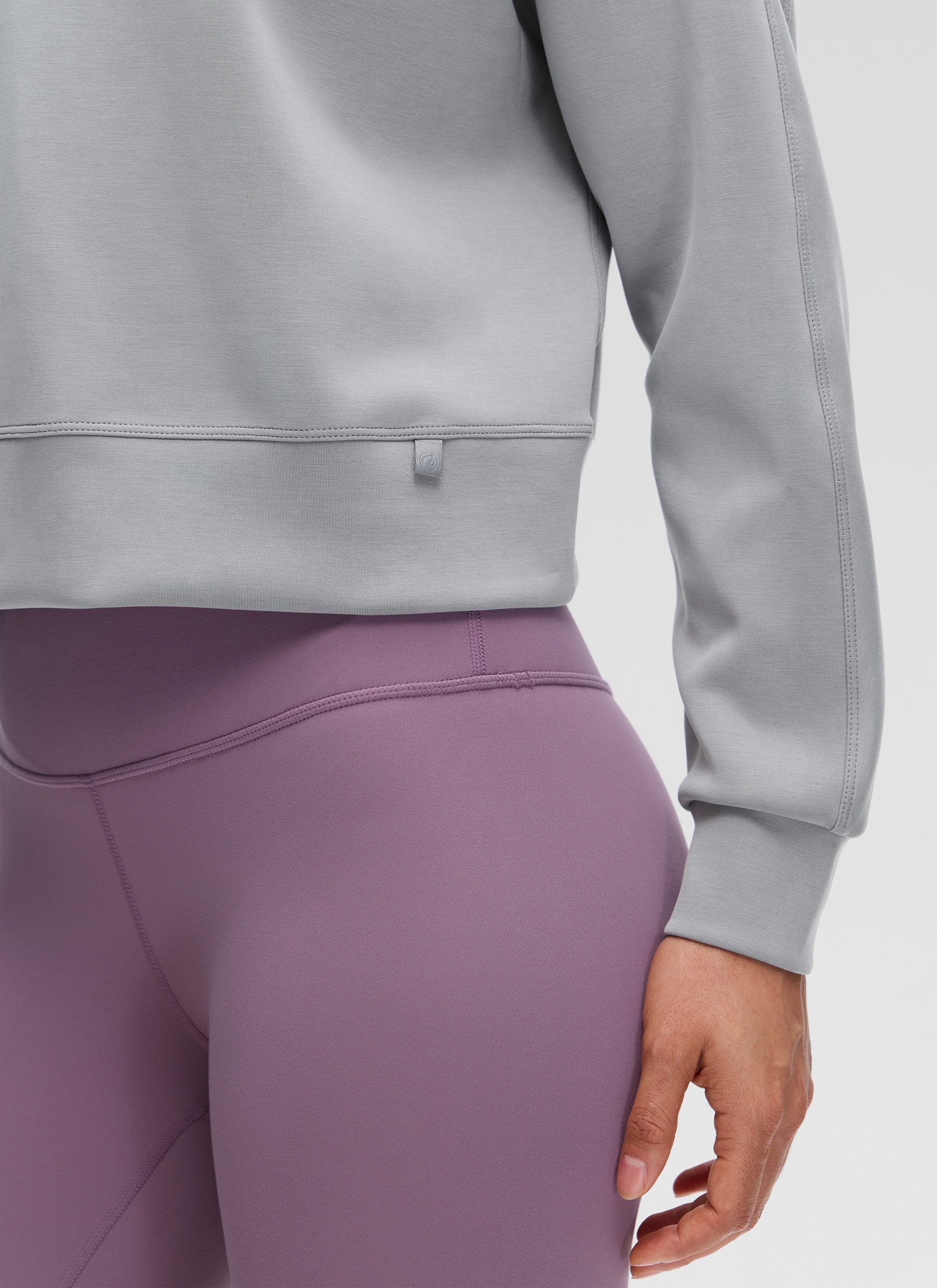 CRZ YOGA Womens SoftAura Basic Casual Sweat Shirt Crew Neck Pullover Milky White