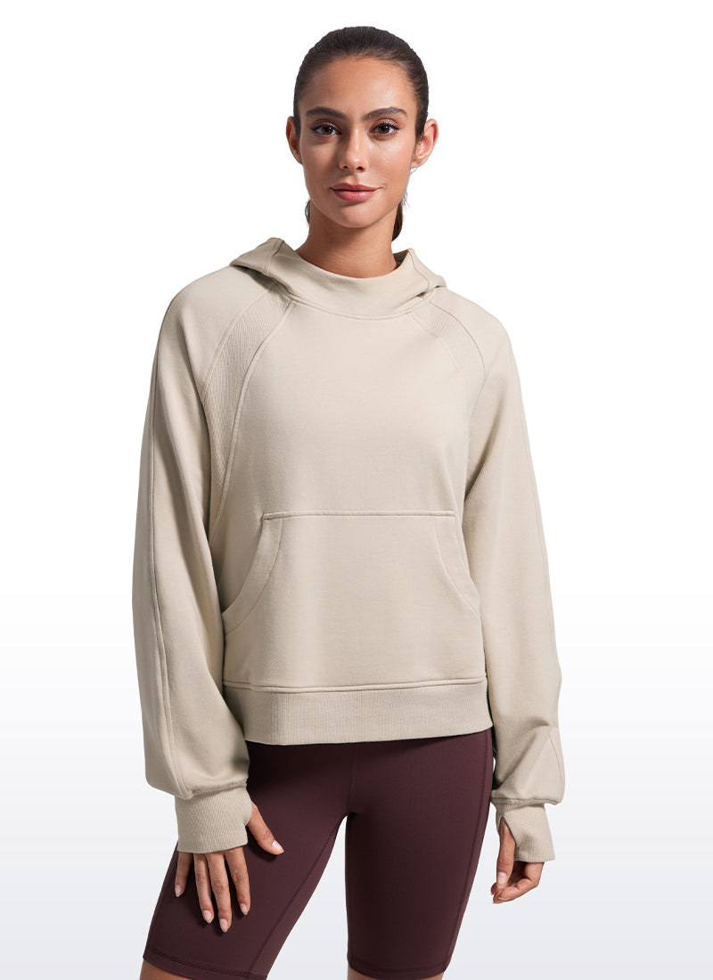 Fleece Mock Neck Hoodies with Thumb Holes