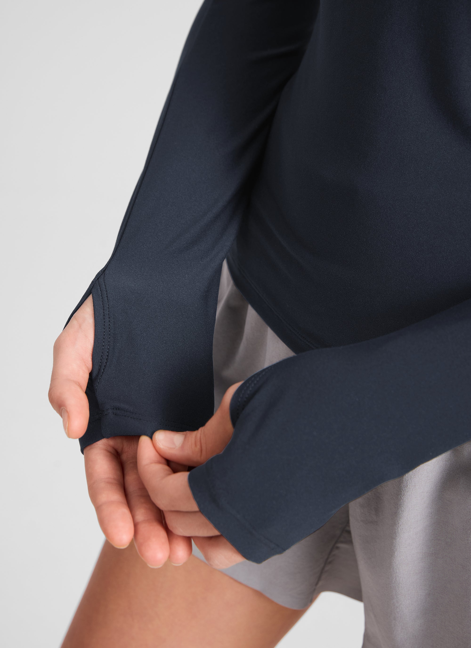 CRZ YOGA Women's Cloudweight Workout Mock Neck Hip Length Long Sleeves Coffee Brown