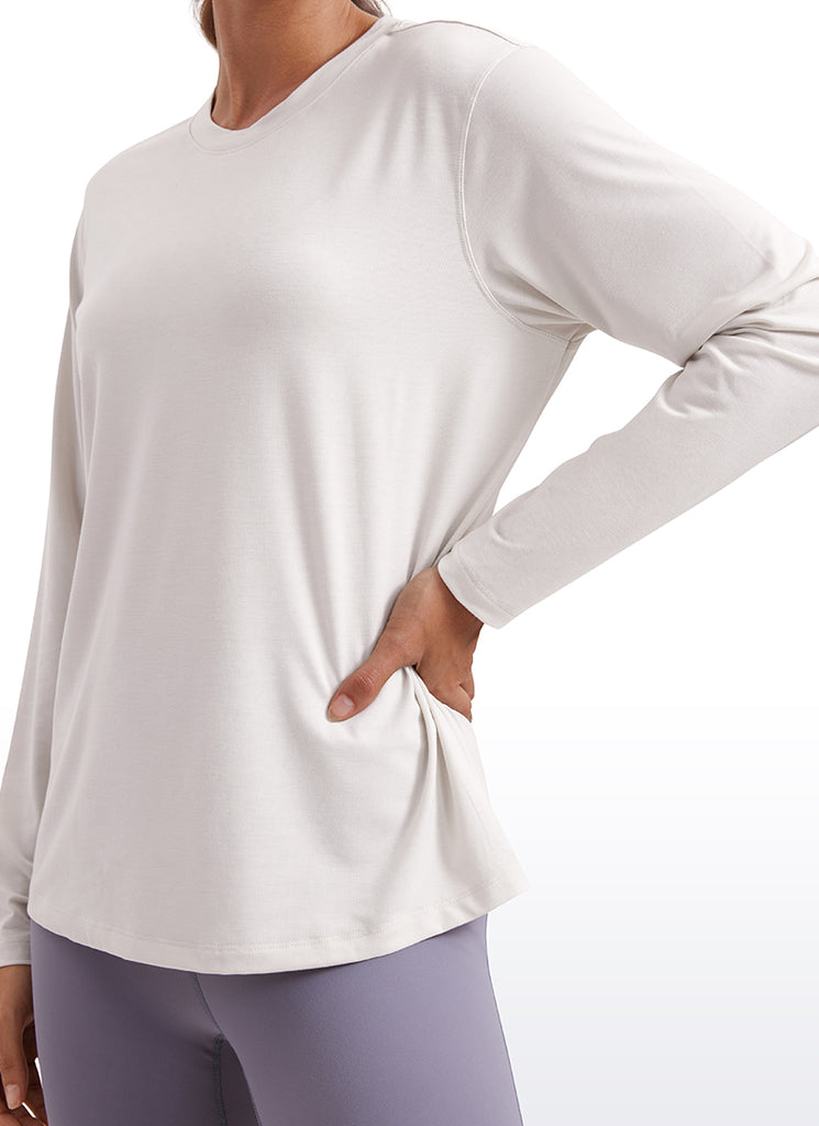 CRZ YOGA Women Workout Loose Fit Cassual Long Sleeves Quick Dry Black