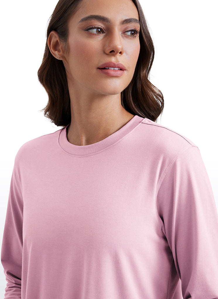 CRZ YOGA Women Workout Loose Fit Cassual Long Sleeves Quick Dry Pink Peony