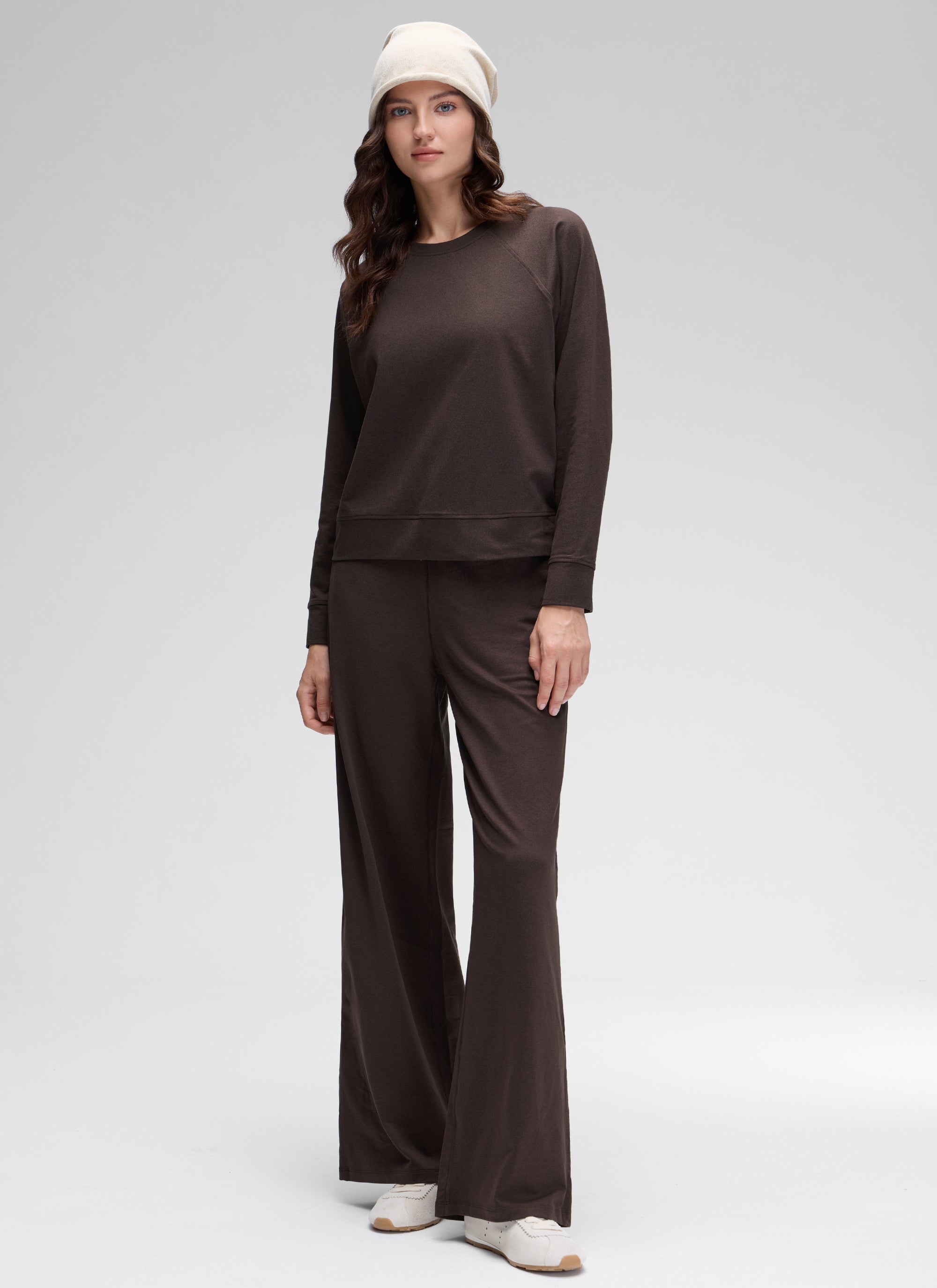 CRZ YOGA Women Casual Lightweight Relaxed Fit Long Sleeves Crew Neck Navy