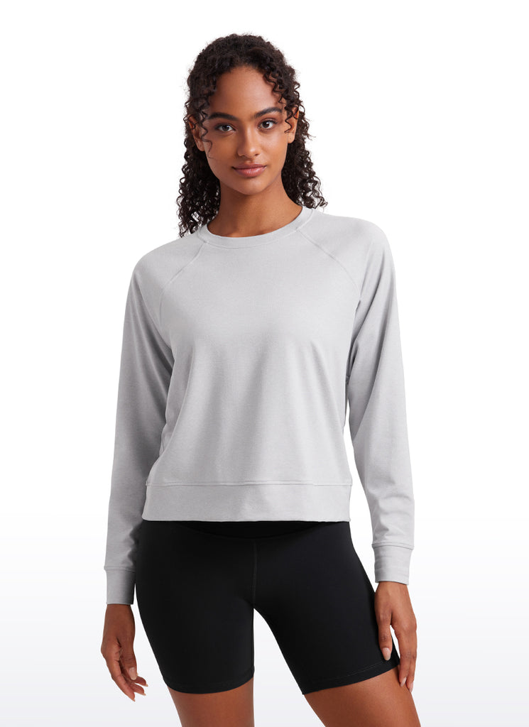 CRZ YOGA Women Casual Lightweight Relaxed Fit Long Sleeves Crew Neck Hot Fudge Brown