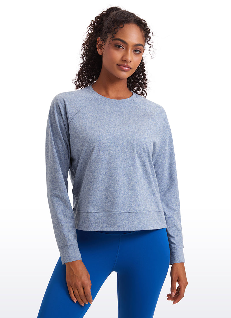 CRZ YOGA Women Casual Lightweight Relaxed Fit Long Sleeves Crew Neck Platinum Grey