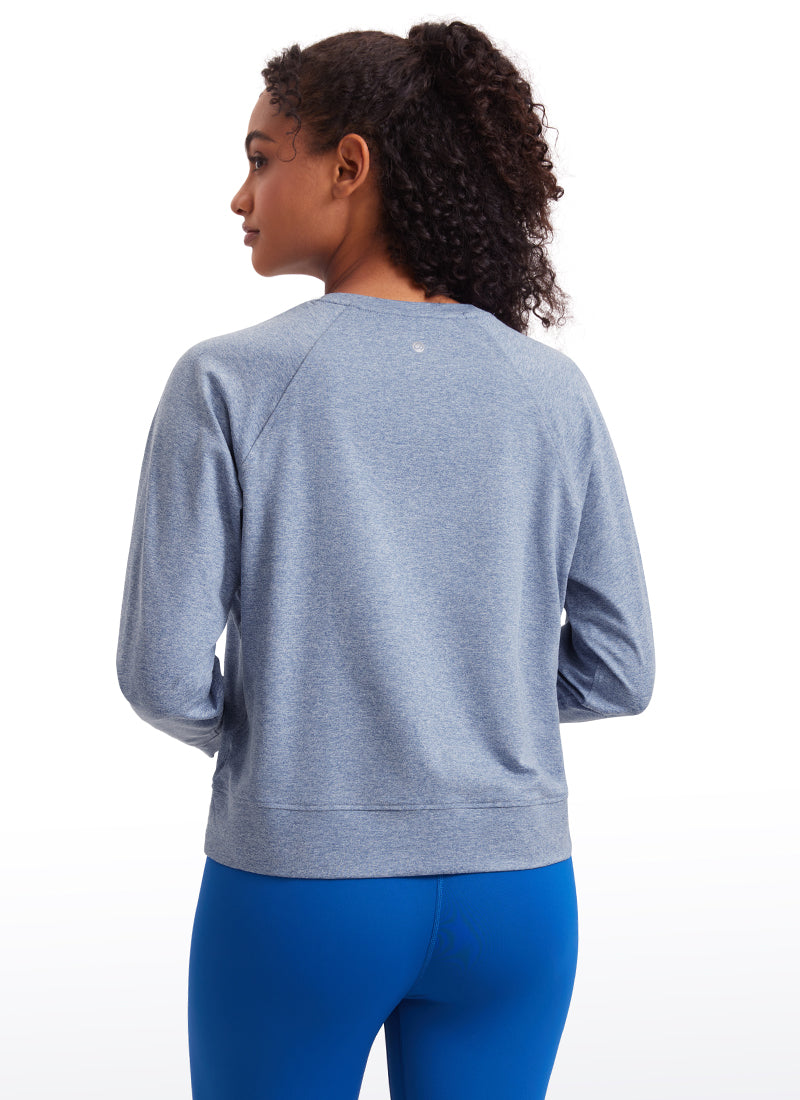 CRZ YOGA Women Casual Lightweight Relaxed Fit Long Sleeves Crew Neck Platinum Grey