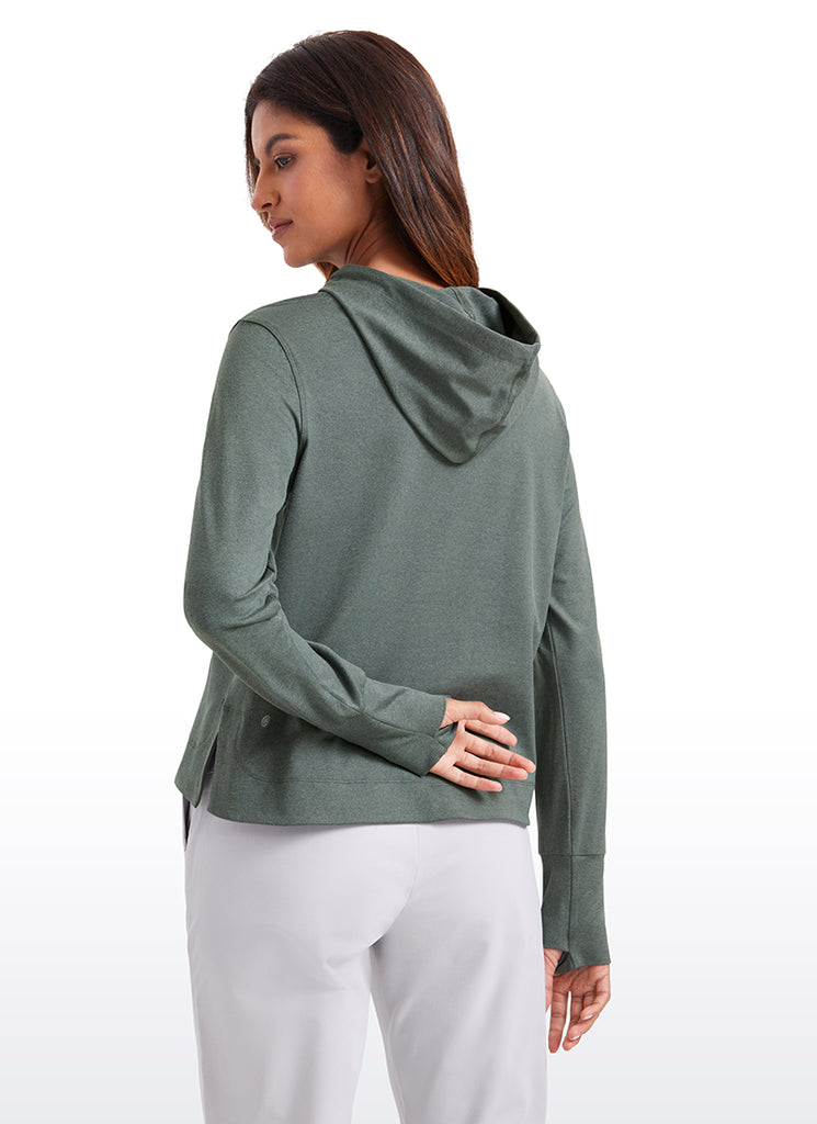 CRZ YOGA Women's Casual Workout Long Sleeve Hooded Sweat Shirts Black