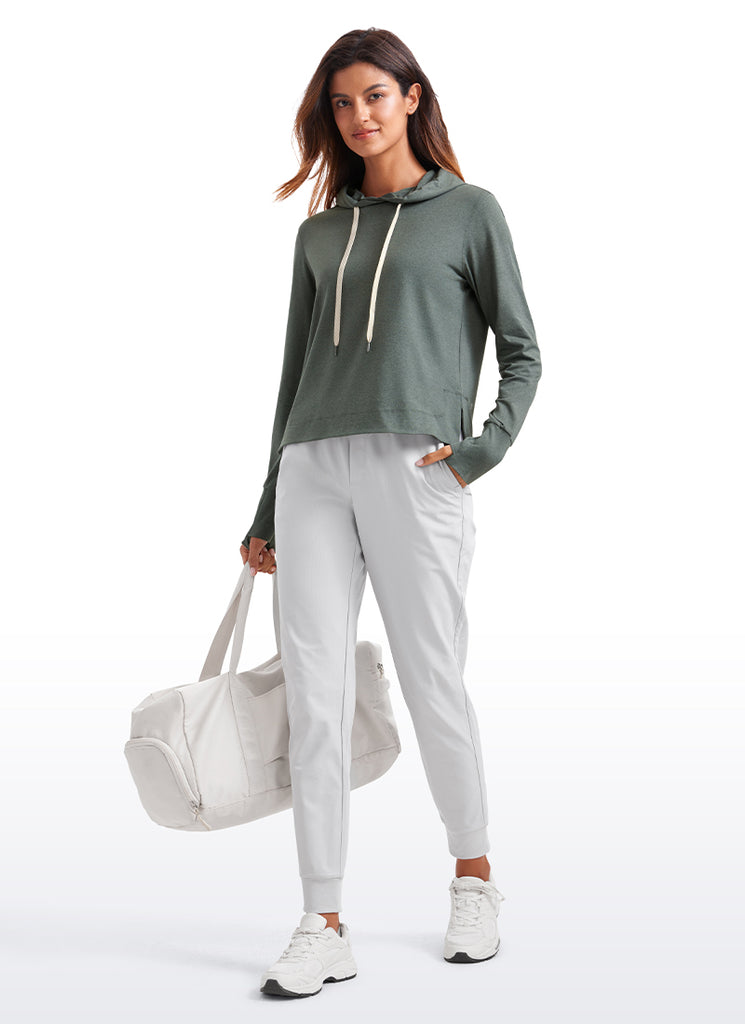 CRZ YOGA Women's Casual Workout Long Sleeve Hooded Sweat Shirts Black