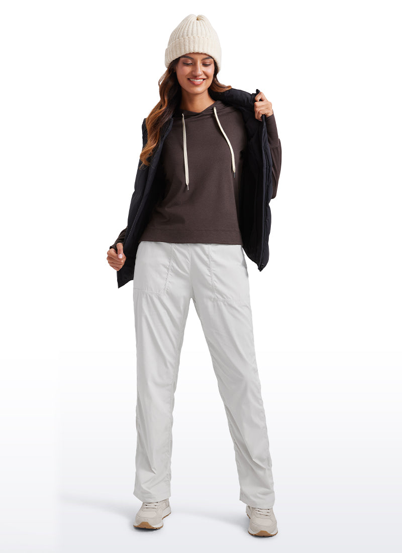 CRZ YOGA Women's Casual Workout Long Sleeve Hooded Sweat Shirts Mojave Tan