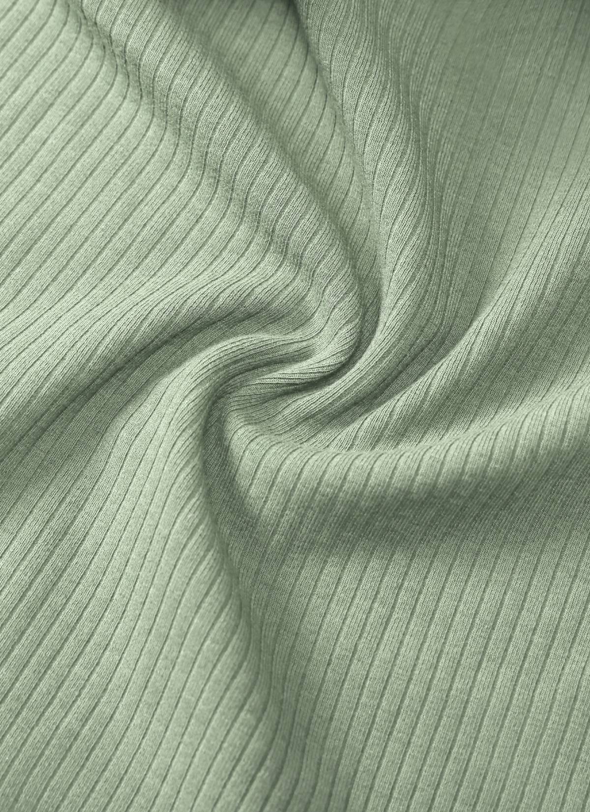 CRZ YOGA Women Longline U Neck Medium Impact Ribbed Sports Bras Fog Green @model_info:Green