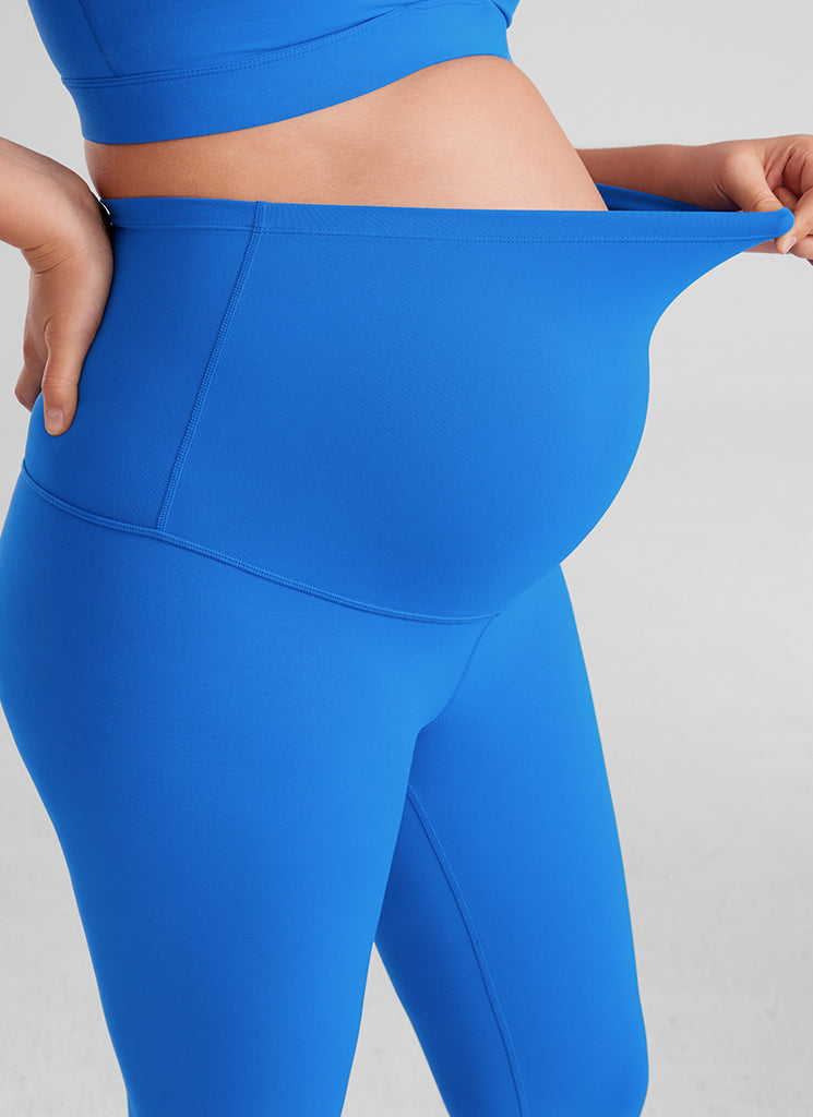 CRZ YOGA Women's Maternity Leggings Super High Rise Butterluxe 25'' Sparkle Blue