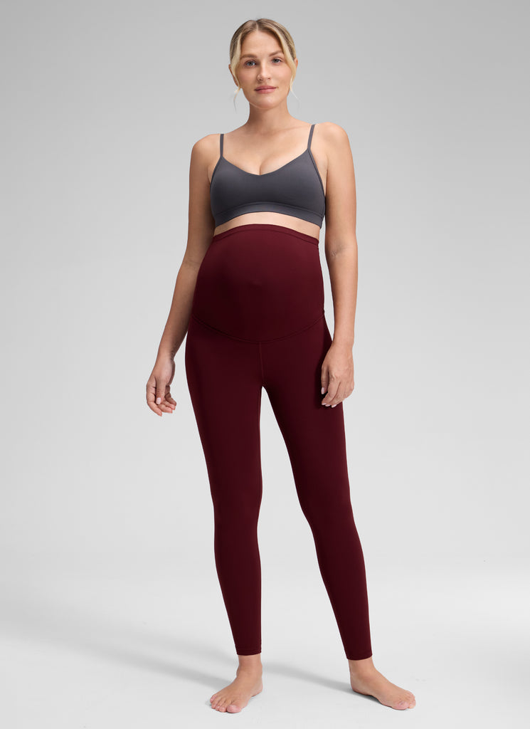 CRZ YOGA Women's Maternity Leggings Super High Rise Butterluxe 25'' Red Merlot