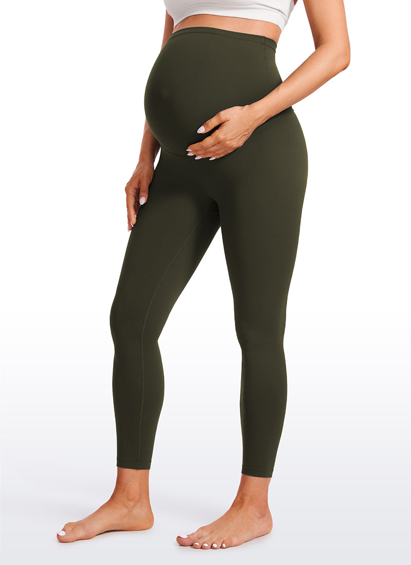 CRZ YOGA Women's Maternity Leggings Super High Rise Butterluxe 25'' Olive Green