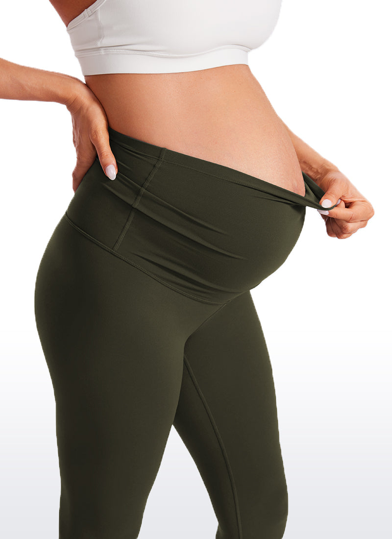 CRZ YOGA Women's Maternity Leggings Super High Rise Butterluxe 25'' Olive Green