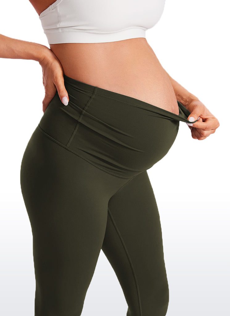 CRZ YOGA Women's Maternity Leggings Super High Rise Butterluxe 25'' Olive Green