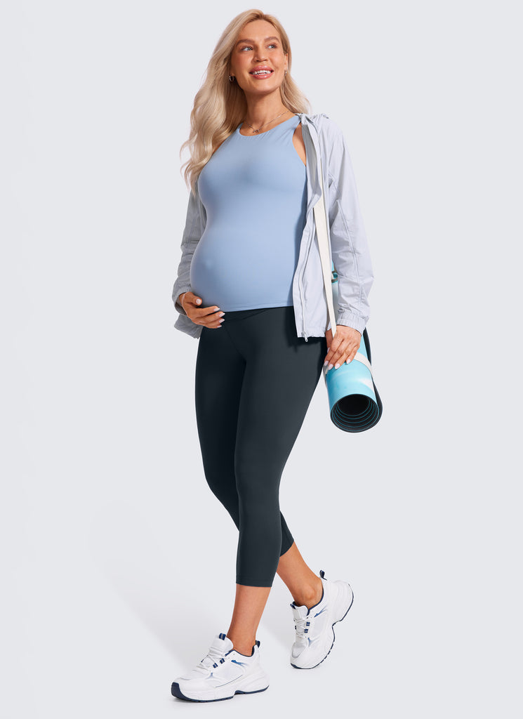 CRZ YOGA Women's Maternity Leggings Super High Rise Butterluxe 21'' Black