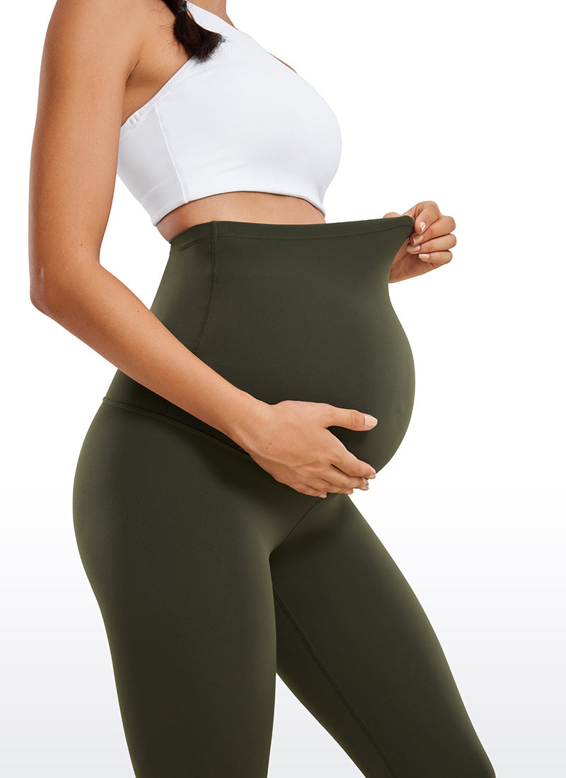 CRZ YOGA Women's Maternity Leggings Super High Rise Butterluxe 28'' Olive Green
