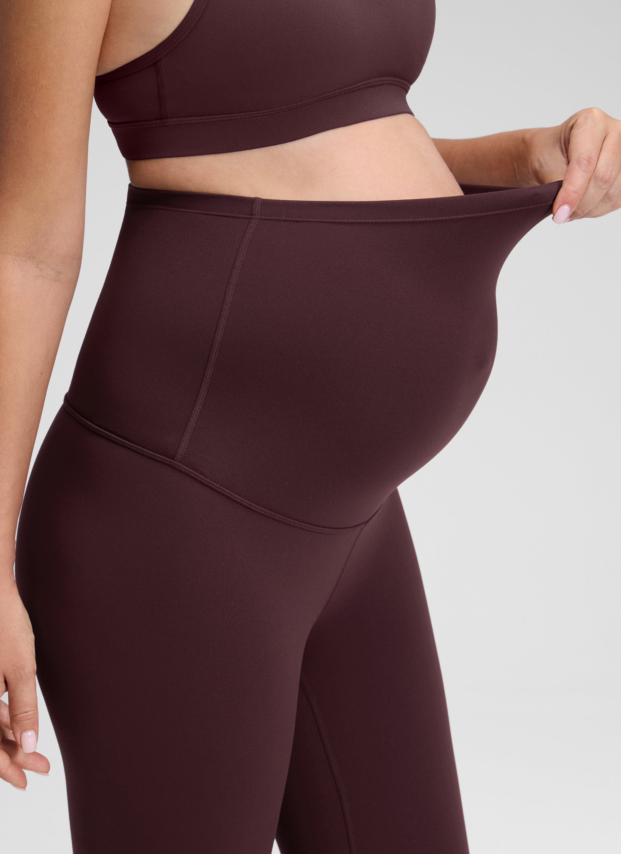CRZ YOGA Women's Maternity Leggings Super High Rise Butterluxe 30'' Ripe Plum