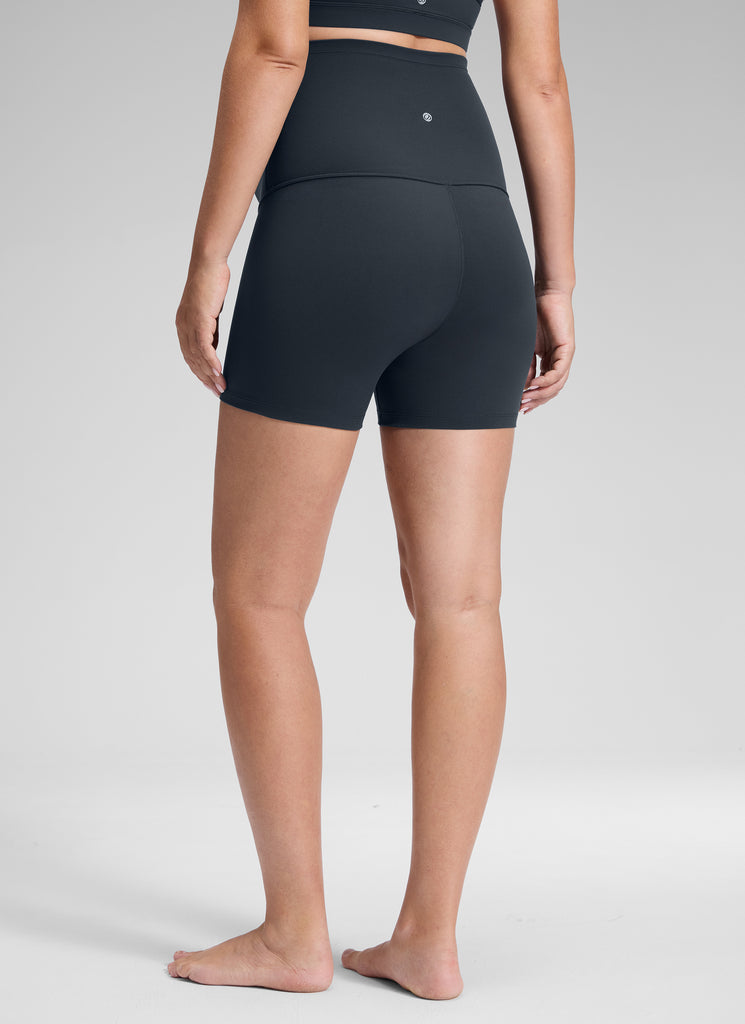 CRZ YOGA Women's Maternity Biker Shorts Super High Rise Butterluxe 4'' Black