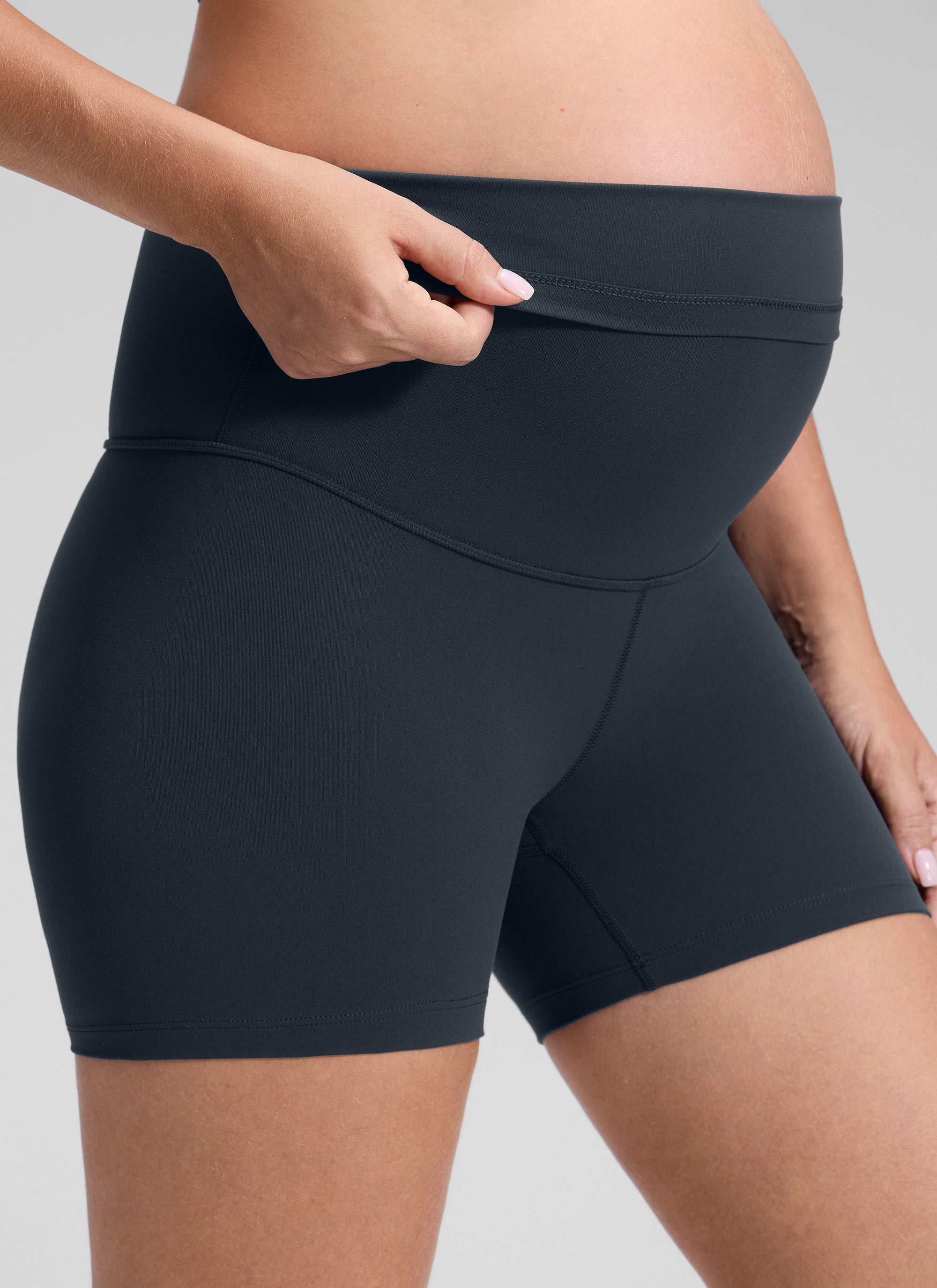 CRZ YOGA Women's Maternity Biker Shorts Super High Rise Butterluxe 4'' True Navy